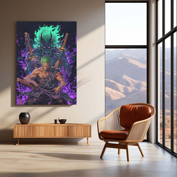 Roronoa Zoro – Shinner Demon Edition Metal Poster | One Piece Dark Aura Wall Frame