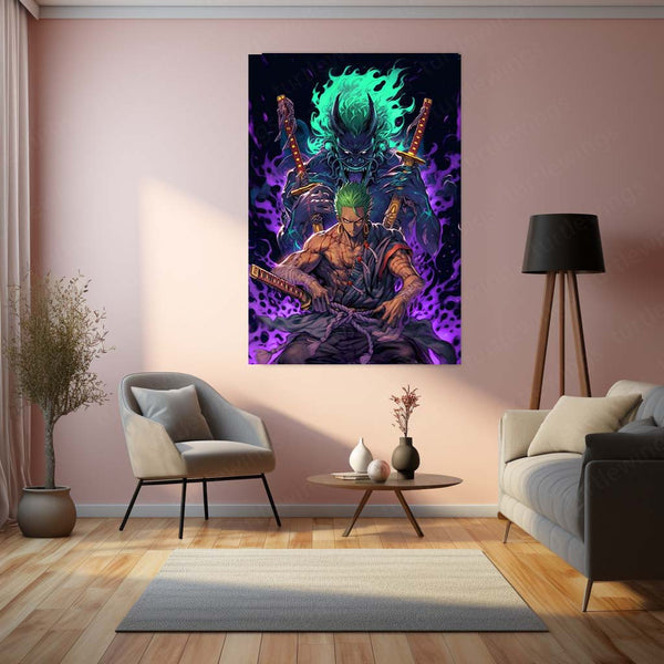Roronoa Zoro – Shinner Demon Edition Metal Poster | One Piece Dark Aura Wall Frame