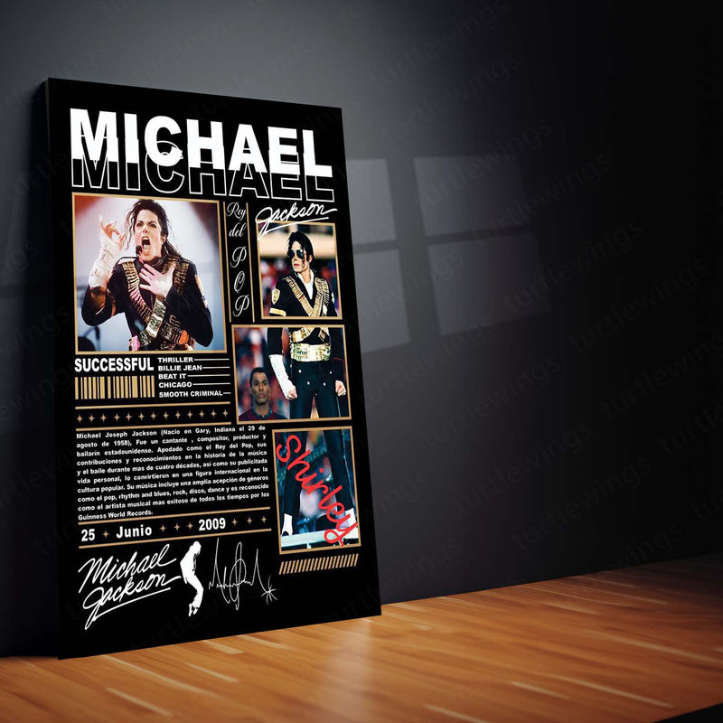 Michael Jackson – King of Pop Vintage Collage | Premium Metal Poster | Iconic Music Legend Wall Art by TurtleWings