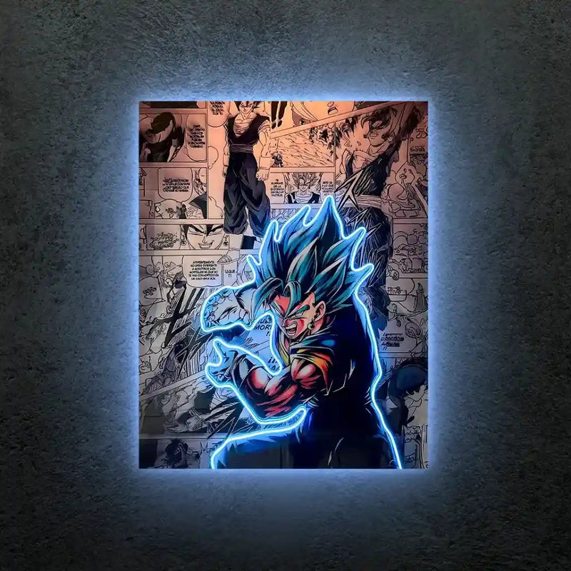 Dragon Ball Z Neon LED Frame | Super Saiyan Blue Warrior Wall Art | Anime Power Decor - TURTLEWINGS 