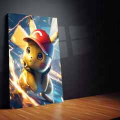 Anime Metal Poster | Pikachu – Pokemon Metal Poster | Pikachu with Ash’s Cap Wall Frame
