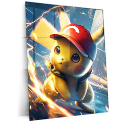 Anime Metal Poster | Pikachu – Pokemon Metal Poster | Pikachu with Ash’s Cap Wall Frame
