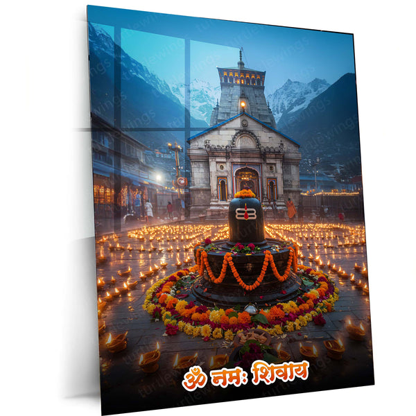 Kedarnath Temple Metal Poster | Devotional Himalayan Art | Lord Shiva Pilgrimage Wall Frame