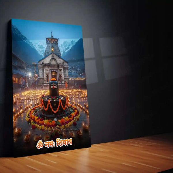 Kedarnath Temple Metal Poster | Devotional Himalayan Art | Lord Shiva Pilgrimage Wall Frame