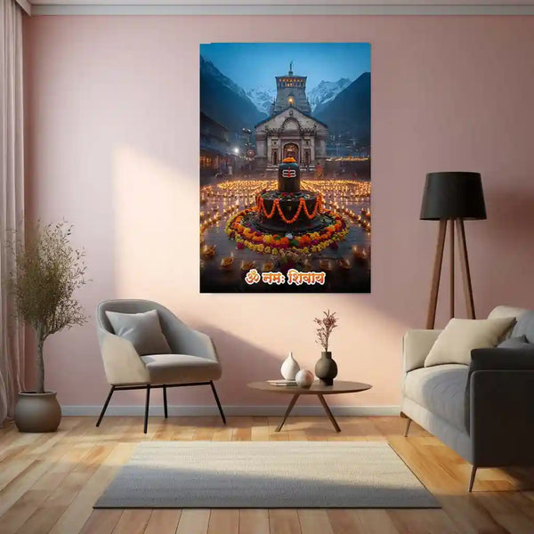 Kedarnath Temple Metal Poster | Devotional Himalayan Art | Lord Shiva Pilgrimage Wall Frame