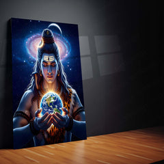 Lord Shiva Metal Poster | Mahadev Wall Art | Spiritual Trance Decor | Divine Energy Metal Frame