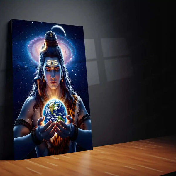 Lord Shiva Metal Poster | Mahadev Wall Art | Spiritual Trance Decor | Divine Energy Metal Frame - TURTLEWINGS 