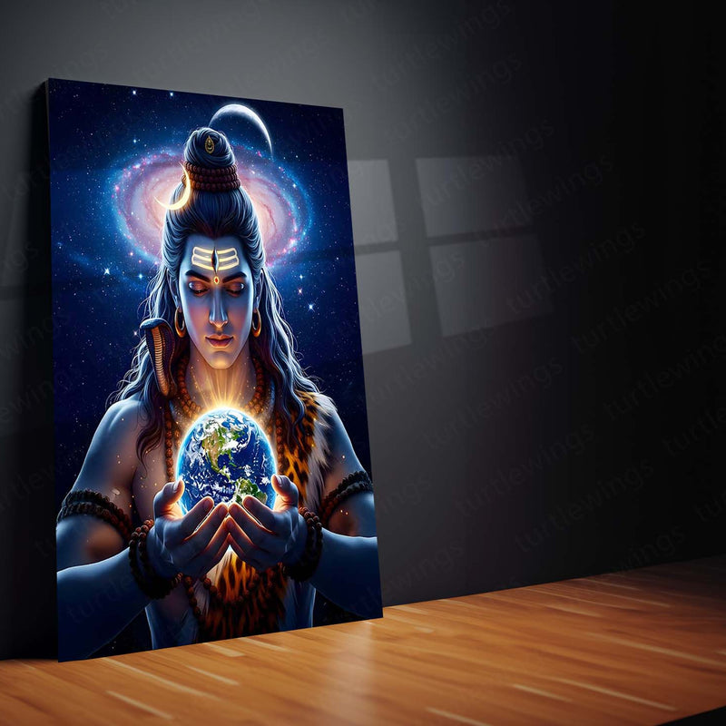 Lord Shiva Metal Poster | Mahadev Wall Art | Spiritual Trance Decor | Divine Energy Metal Frame