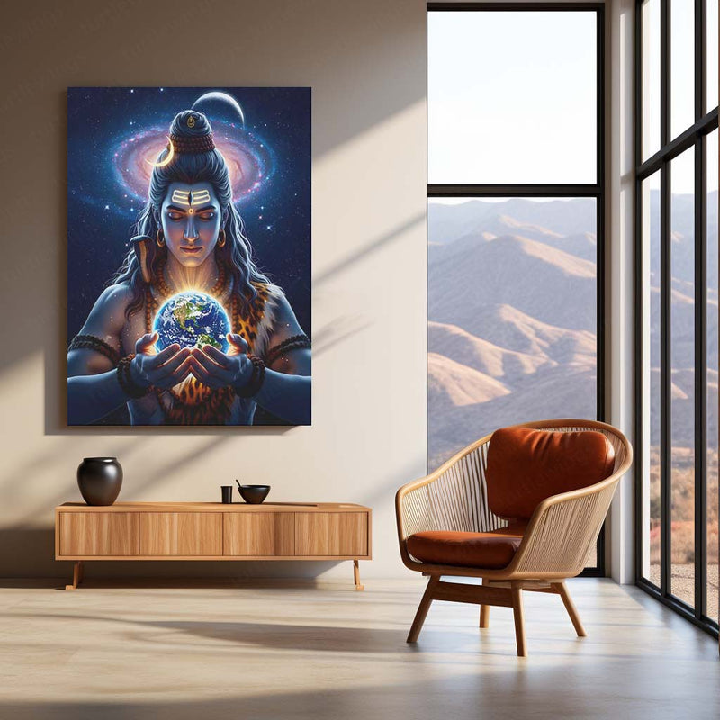 Lord Shiva Metal Poster | Mahadev Wall Art | Spiritual Trance Decor | Divine Energy Metal Frame