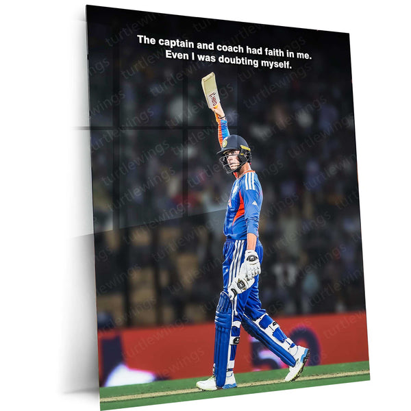 Cricket Metal Frame | Abhishek Sharma – Captain and Coach Had Faith | ICC Men's T20 World Cup 2026 Metal Poster