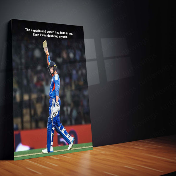 Cricket Metal Frame | Abhishek Sharma – Captain and Coach Had Faith | ICC Men's T20 World Cup 2026 Metal Poster