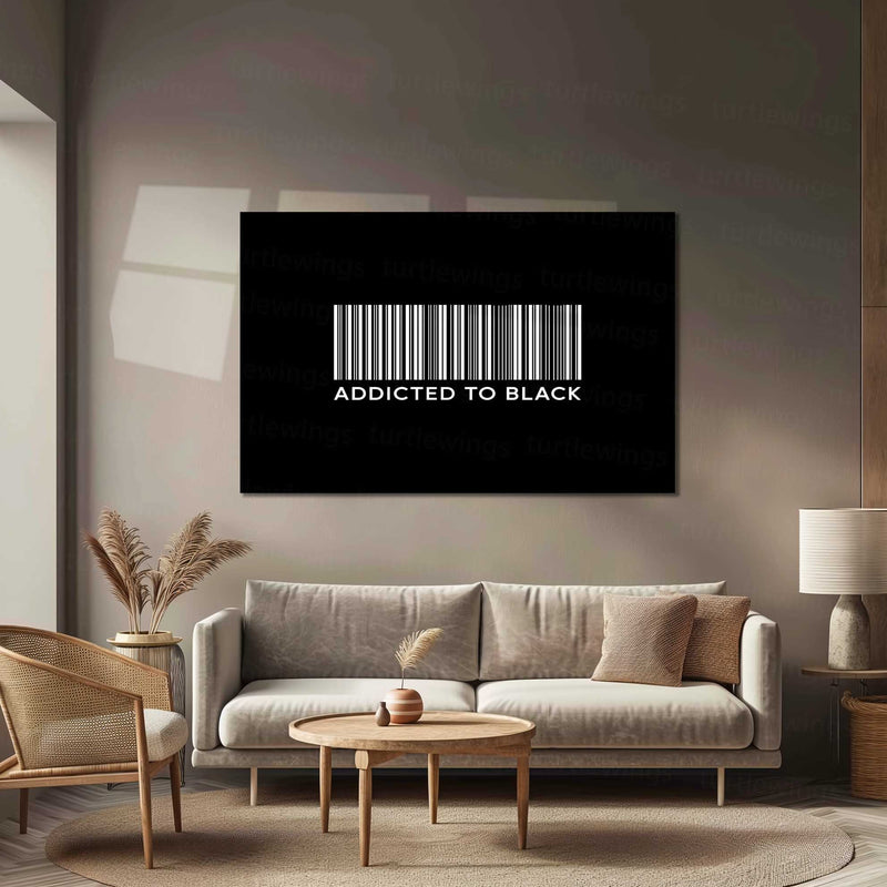Addicted to Black – Metal Frame | Bold Monochrome Typography Art | Minimal Aesthetic Wall Decor - TURTLEWINGS 
