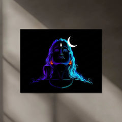 Adiyogi Lord Shiva Neon LED Metal Poster - TURTLEWINGS 
