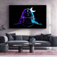 Adiyogi Lord Shiva Neon LED Metal Poster - TURTLEWINGS 