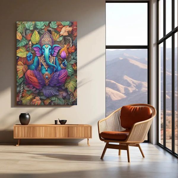 Ganpati Metal Poster | Lord Ganesha Spiritual Wall Art 2 - TURTLEWINGS 