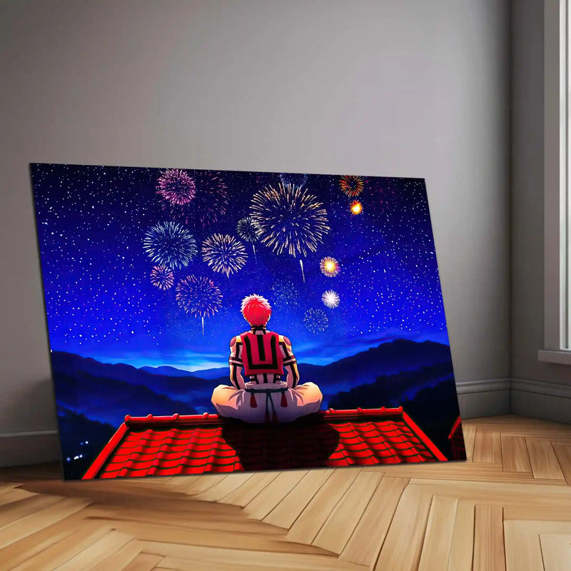 Anime Metal Poster | Akaza – Fireworks of Destruction | Demon Slayer Anime Metal Frame Dark Anime Aesthetic Wall Art - TURTLEWINGS 