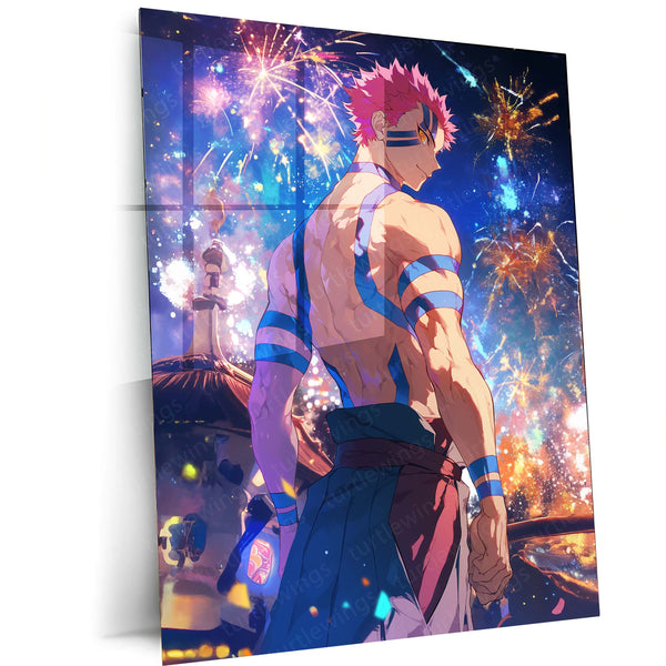 Anime Metal Poster | Akaza – Demon Slayer Metal Poster | Upper Moon Three Anime Wall Frame