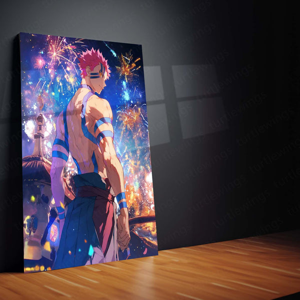 Anime Metal Poster | Akaza – Demon Slayer Metal Poster | Upper Moon Three Anime Wall Frame