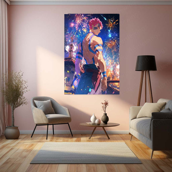Anime Metal Poster | Akaza – Demon Slayer Metal Poster | Upper Moon Three Anime Wall Frame