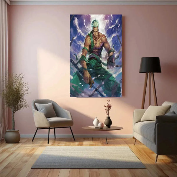 Roronoa Zoro Metal Poster | One Piece Anime Wall Art | Swordsman Warrior Decor - TURTLEWINGS 