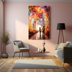 Little Boys Holding Hands Metal Poster | Friendship & Happiness Wall Art | Cute Kids Decor - TURTLEWINGS 