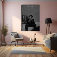 Quote Metal Poster | All-In Motivational Metal Poster | Black & White Ambition & Success Mindset Wall Art | Premium Metal