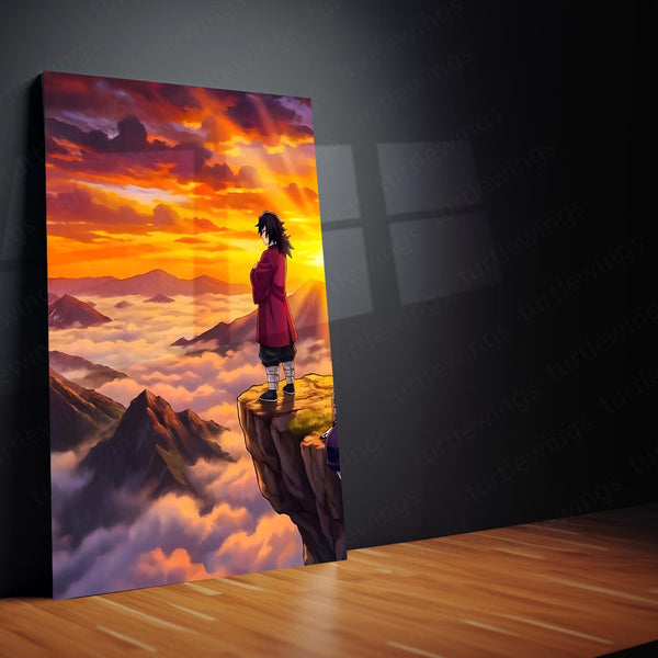 Anime Metal Poster Set of 3 | Demon Slayer Hashira Sunset Mountain Triptych Wall Art