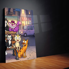 Cartoon Metal Poster Set of 3 | Classic Cartoon Bus Stop Triptych Wall Art