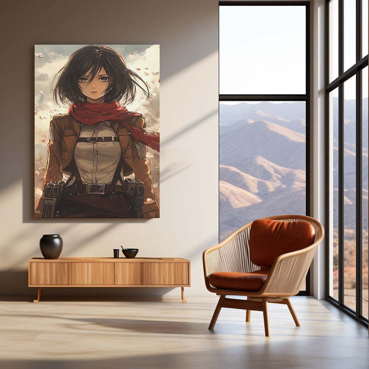 Anime Metal Poster | Mikasa Ackerman Metal Poster | Attack on Titan x Jujutsu Kaisen-Inspired Anime Art