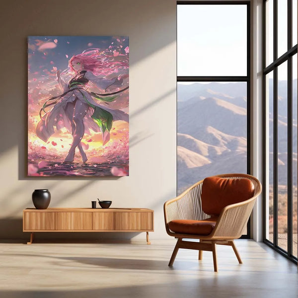Anime Metal Poster | Mitsuri Kanroji Metal Poster | Demon Slayer x Anime Kaisen Style Wall Art - TURTLEWINGS 