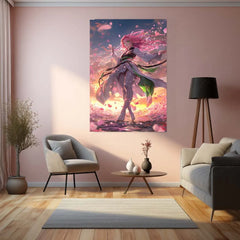 Anime Metal Poster | Mitsuri Kanroji Metal Poster | Demon Slayer x Anime Kaisen Style Wall Art - TURTLEWINGS 