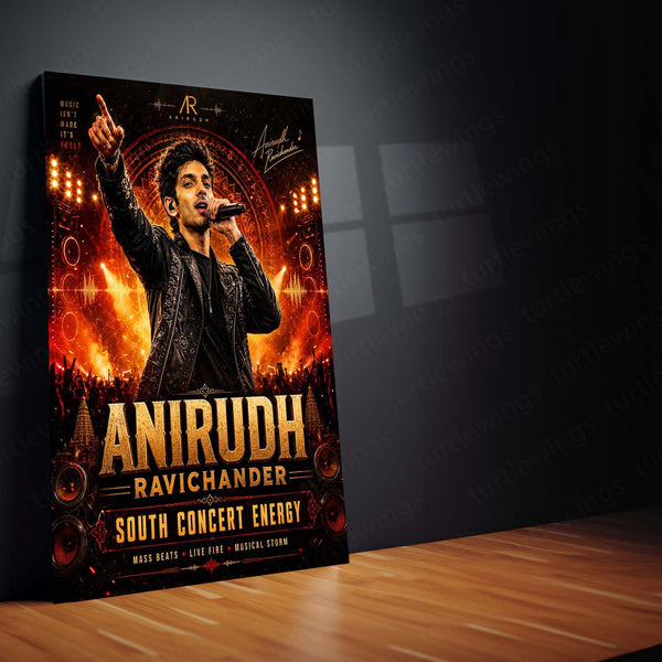 Anirudh Ravichander – South Concert Energy | Premium Metal Poster | Tamil Music Icon Wall Art by TurtleWings