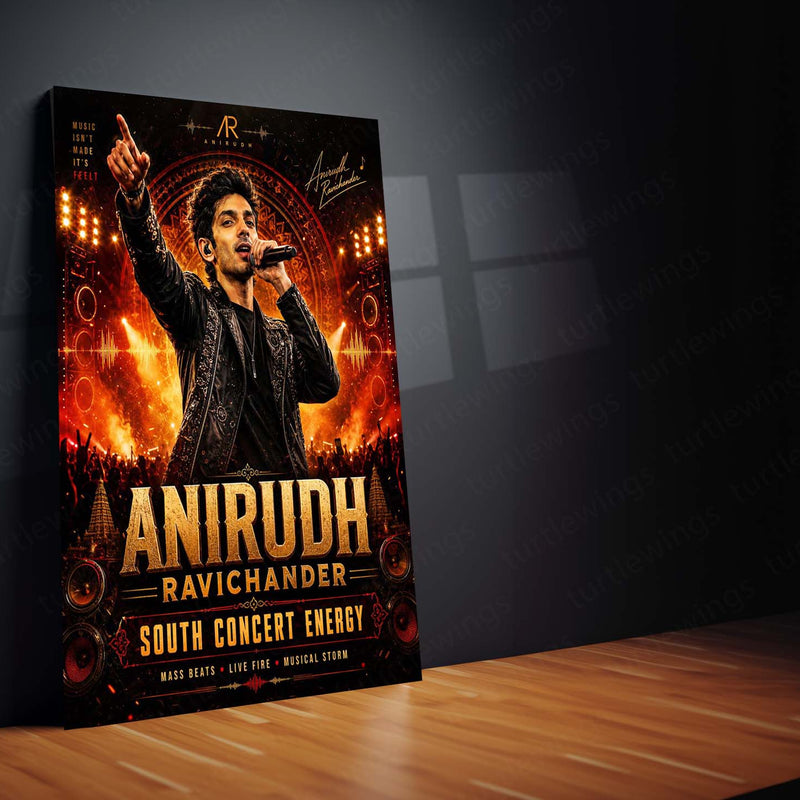 Anirudh Ravichander – South Concert Energy | Premium Metal Poster | Tamil Music Icon Wall Art by TurtleWings
