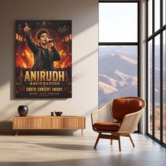 Anirudh Ravichander – South Concert Energy | Premium Metal Poster | Tamil Music Icon Wall Art by TurtleWings