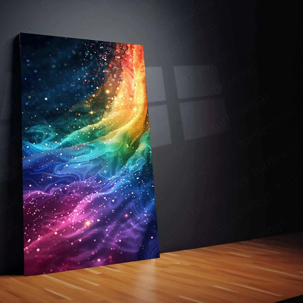Rainbow with Sparkling Stars Metal Poster – A Dreamy & Magical Aesthetic - TURTLEWINGS 