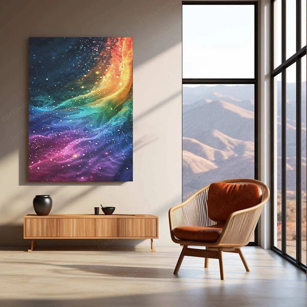 Rainbow with Sparkling Stars Metal Poster – A Dreamy & Magical Aesthetic - TURTLEWINGS 