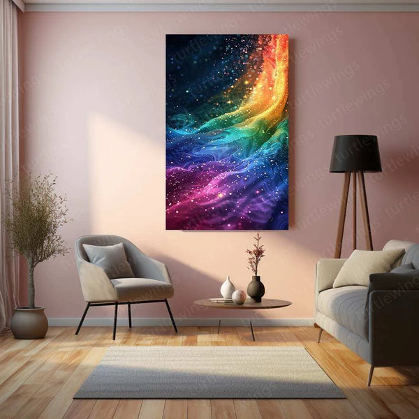 Rainbow with Sparkling Stars Metal Poster – A Dreamy & Magical Aesthetic - TURTLEWINGS 