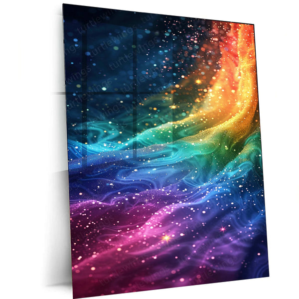 Rainbow with Sparkling Stars Metal Poster – A Dreamy & Magical Aesthetic - TURTLEWINGS 