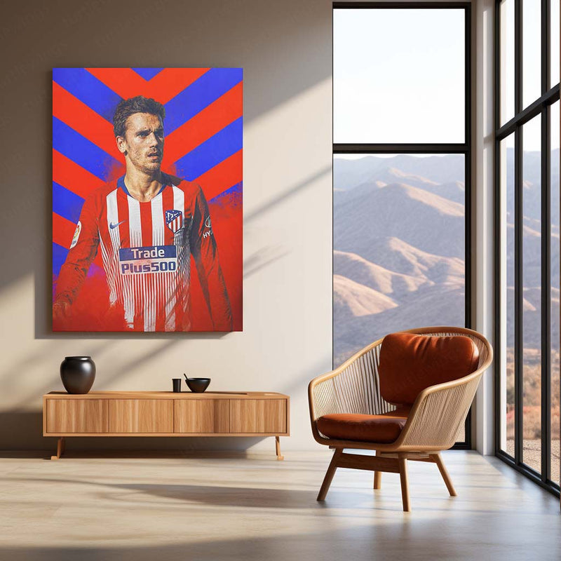 Antoine Griezmann Atlético Madrid Chevron – Metal Frame | Stylish Football Wall Poster - TURTLEWINGS 