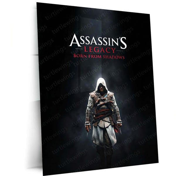 Game Metal Poster | Assassin’s Creed Metal Poster | Assassin’s Legacy Born From Shadows Wall Art | Iconic Gaming Metal Frame