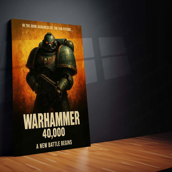 Warhammer 40k  | Epic Battle Scene Metal Poster | HD Metal Wall Frame for Gamers & Collectors