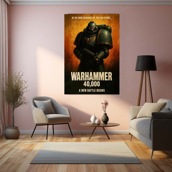 Warhammer 40k  | Epic Battle Scene Metal Poster | HD Metal Wall Frame for Gamers & Collectors