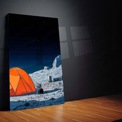 Aesthetic Metal Poster Set of 3 | Astronaut Moon Camping Scene | Cosmic Triptych Wall Art – product image 5