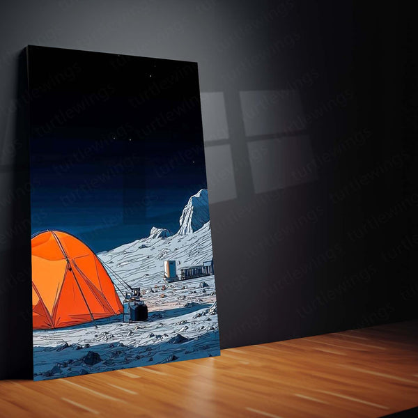 Aesthetic Metal Poster Set of 3 | Astronaut Moon Camping Scene | Cosmic Triptych Wall Art – product image 5