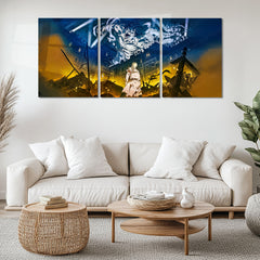 Anime Metal Poster Set of 3 | Attack on Titan Colossal Titan Battle Triptych Wall Art