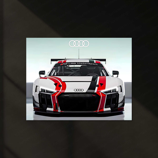 Audi R8 LMS GT3 LED Neon Metal Frame | Motorsport Racing Wall Light | Premium LED Metal Artwork