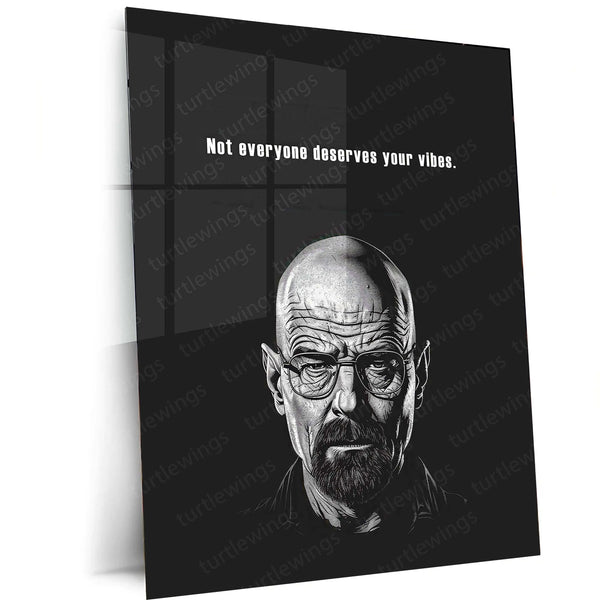 Simple Line Art of Walter White – Black Background Minimalist Artwork - TURTLEWINGS 