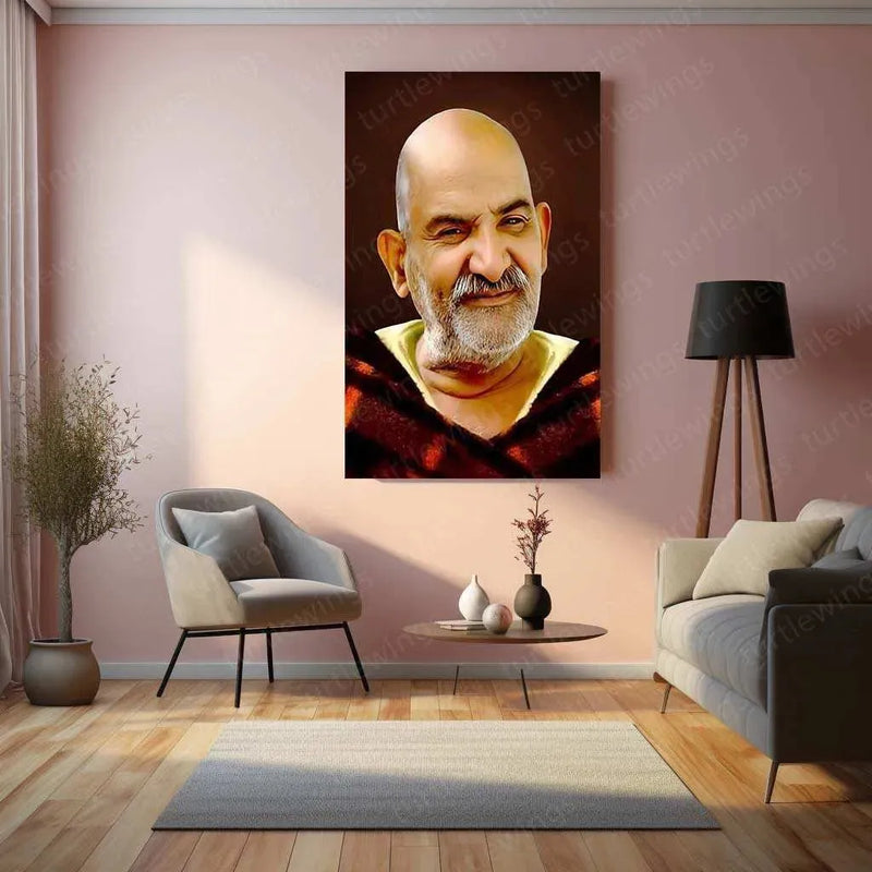 Neem Karoli Baba Metal Frame - A Divine Tribute 1 - TURTLEWINGS 