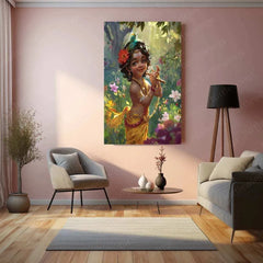 Baby Krishna Metal Poster – Divine and Adorable Hindu Art | Spiritual Wall Decor 3 - TURTLEWINGS 