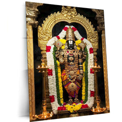 Spiritual Metal Poster | 🙏 Tirupati Balaji Metal Poster | Divine Wall Art | South Indian Temple Spiritual Decor - TURTLEWINGS 